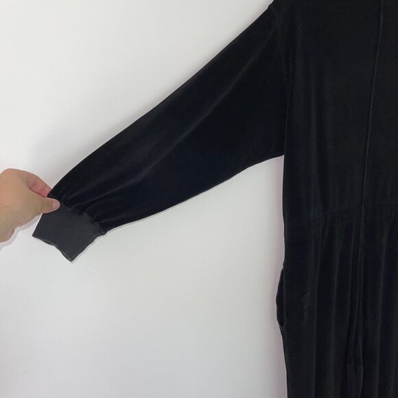 Jaeger Jumpsuit Small S Womens Velour Drawstring Side Pockets Long Sleeve Black - Picture 9 of 12